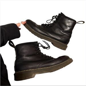Leather Dr. Martens Black Leather Combat Boots